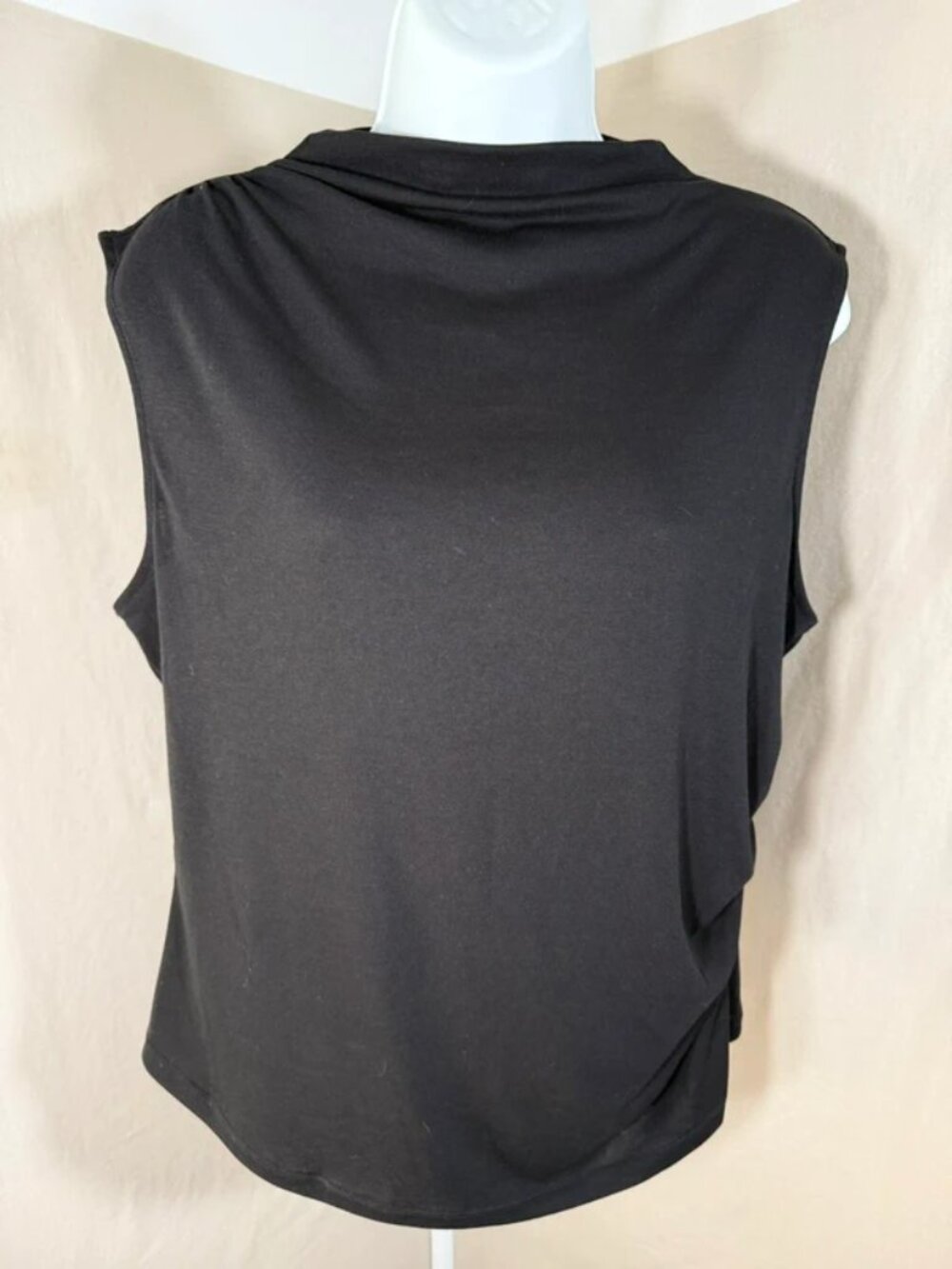 Sofia Jeans by Sofia Vergara Black Sleeveless Mock Neck Ruched Top